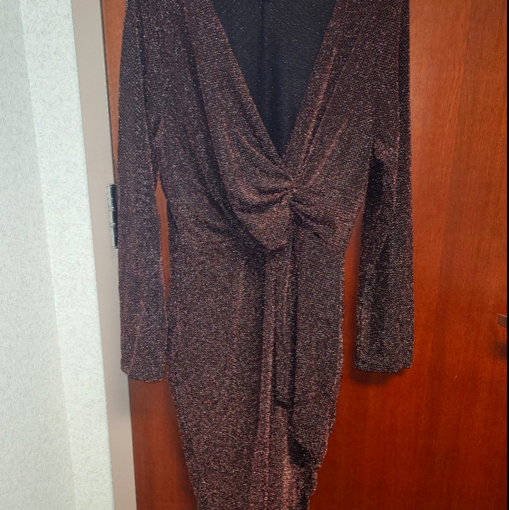Metallic Draped Dress
